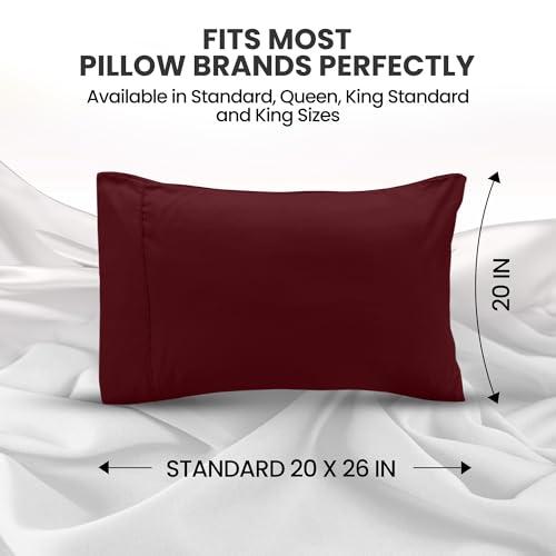 Utopia Bedding Burgundy 20x20 Inch Pillow Cases Set of 2 - Ultra Soft Microfiber