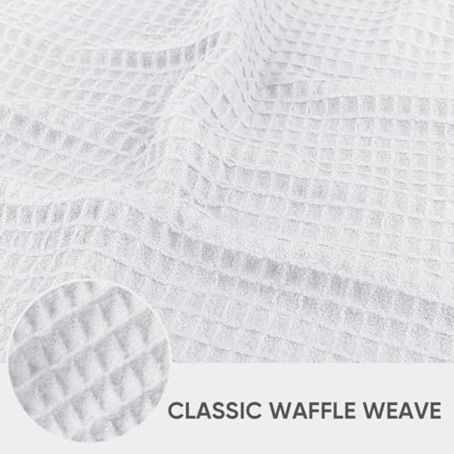 HOMEXCEL White Waffle Weave Microfiber Kitchen Towels 12x12in, 10 Pack