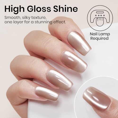 MIZHSE Moonlight Champagne Cat Eye Gel Nail Polish 12ml Magnetic Soak Off