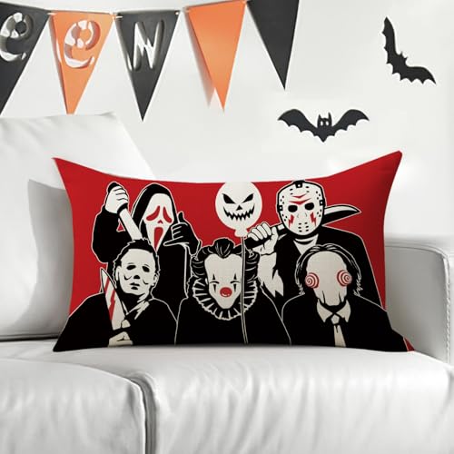 Halloween Horror Movie Characters Decorative Pillow Cover - 20" x 12"