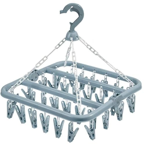 Foldable Clothes Drying Rack with 32 Clips - Light Blue
