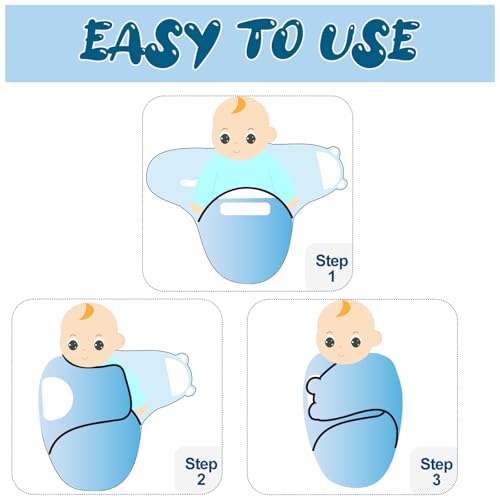 Fecawd Baby Swaddle Sleep Sack with Hat - Blue, One Size (0-3 Months)