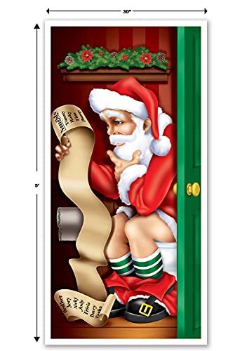 Beistle Santa Restroom Door Cover - 30x5 Feet Holiday Decor