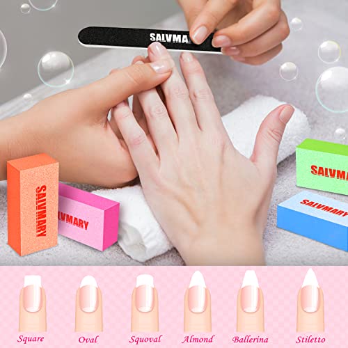 SALVMARY Nail File and Buffer Block Set - 8 Pcs Professional Manicure Kit