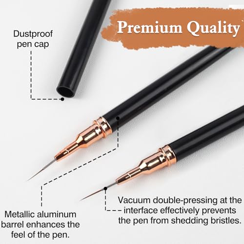 Brvlsoc 5-Piece Metallic Nail Art Liner Brush Set for Fine Details