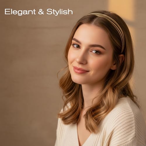 Tucnoeu 2-Piece Multi-Layer Metal Headbands for Women - Elegant Gold Hair Accessories