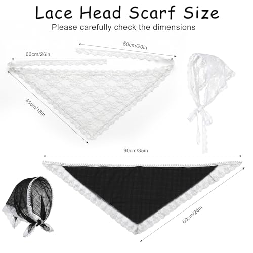Falzqq 4 Pack Lace Headbands for Women Vintage Floral Head Scarf