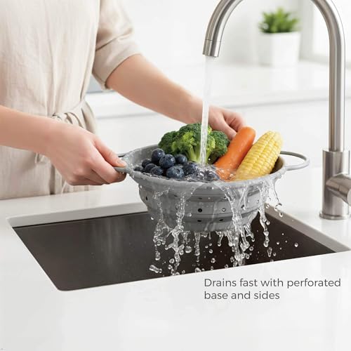 VitarayX 2-Quart Slate Gray Silicone Collapsible Colander