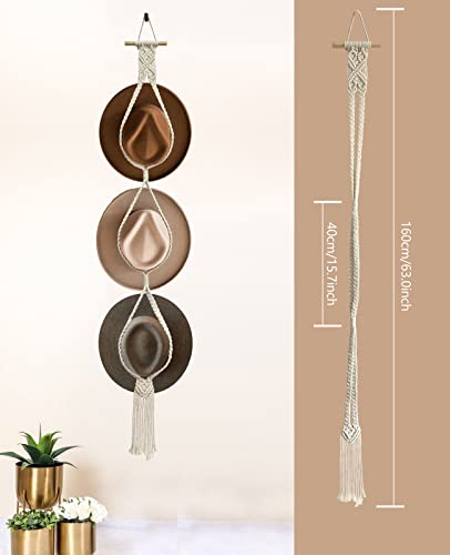 Bohemian Hat Rack for Wall - Hand-Woven Cotton Organizer