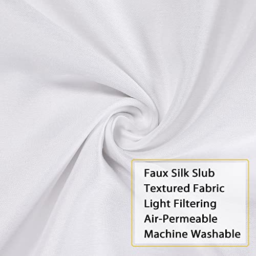 Chyhomenyc Uptown White Kitchen Curtains 30x30 Inch Pack of 2 Faux Silk Light Filtering Short Drapes for Small Windows
