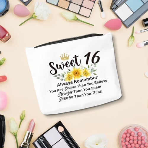 Funny 16th Birthday Makeup Bag Cotton Cosmetic Pouch for Girls