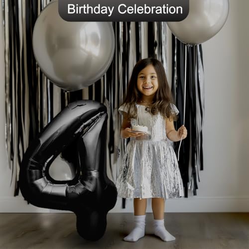 Black Number 4 Balloon 40 Inch Foil Mylar Reusable Party Decor