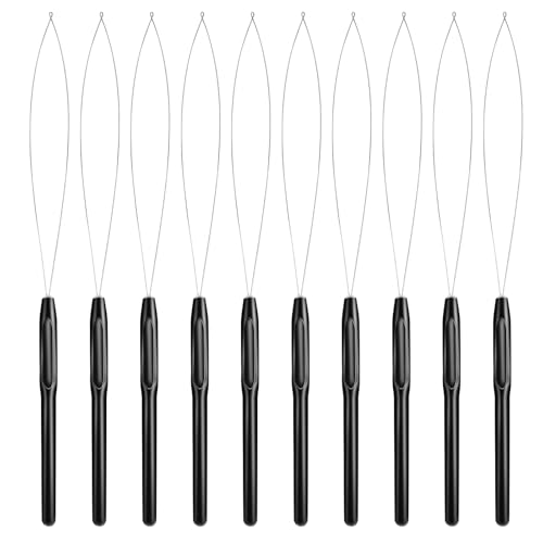GAQWOK 10PCS Hair Extension Loop Tools and Needle Threaders for Beads