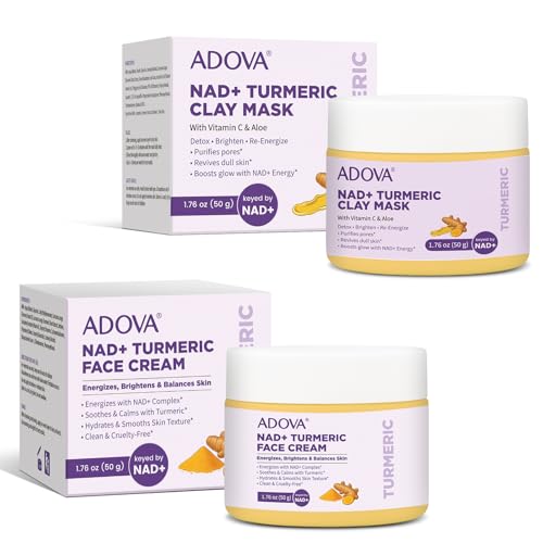 ADOVA Turmeric Skin Care Set - NAD+ Clay Mask & Moisturizing Face Cream