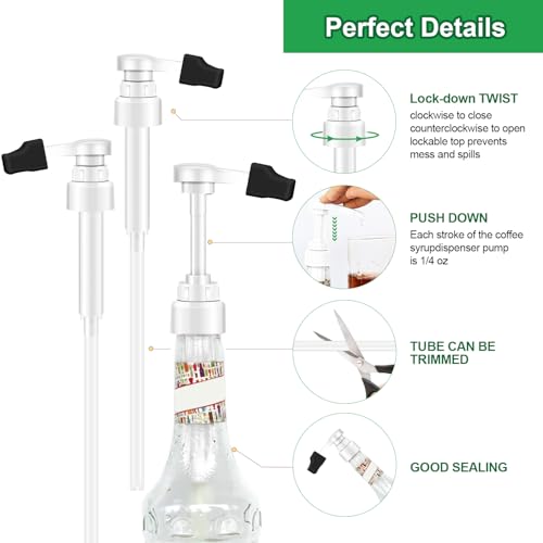 2-Pack White Syrup Pump Dispensers for 750ml Glass Bottles