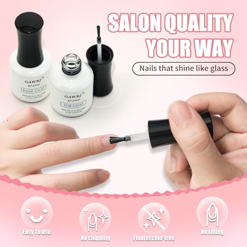 GAWRJ No Wipe Gel Top Coat 15ml - Ultra Glossy Soak Off UV LED Nail Polish
