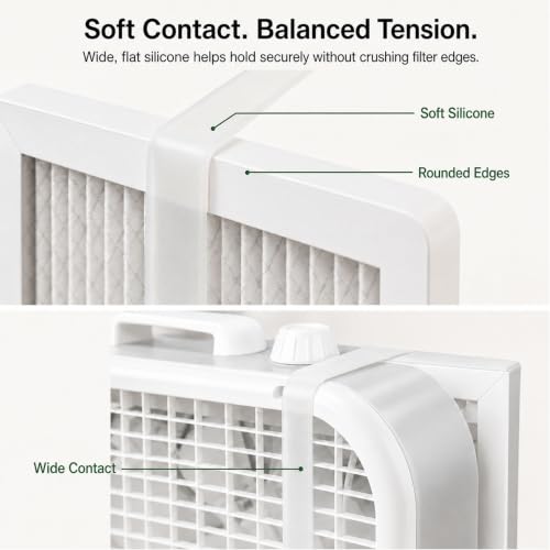 ZYRELYNX 2Pcs Transparent Stretchable Silicone Box Fan Air Filter Straps, Adjustable Fit