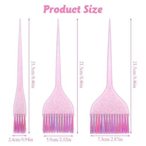 LIQWEI 3Pcs Glitter Hair Dye Brush Set - Professional Hair Coloring Applicator Tools for Salon and Home DIY