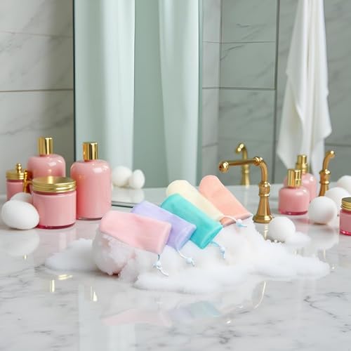 Exfoliating Mesh Soap Pouch 5-Pack - Bubble Foaming Net Bags
