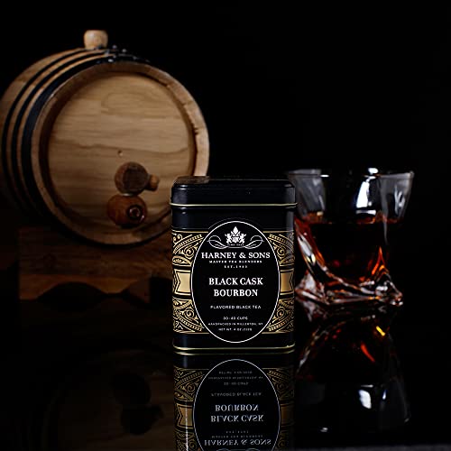 Harney & Sons Black Cask Bourbon Loose Leaf Black Tea, 4 oz Decorative Tin