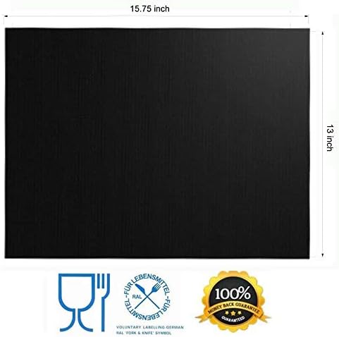 Renook Grill Mat Set of 6 | 100% Non-Stick Reusable Mats for Gas, Charcoal & Electric Grills - Easy to Clean, 15.75 x 13-Inch, Black