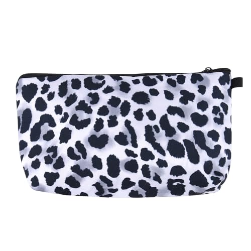 Sudaporn White Cheetah Print Canvas Travel Toiletry Makeup Bag