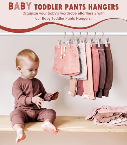 DOIOWN 10 Pack Baby Pants Hangers with Clips - Non-Slip Closet Organizer