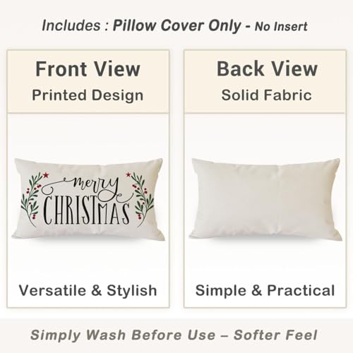 HERHOME Black 20x12 Inch Holiday Christmas Holly Berries Throw Pillow Cover
