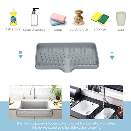 Cool Gray Self-Draining Kitchen Sink Tray - Silicone Soap Holder