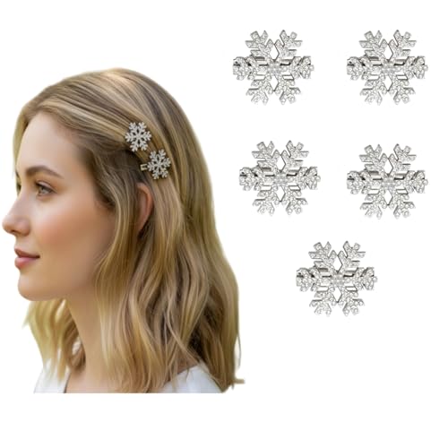 Silver Rhinestone Snowflake Alligator Hair Clips 5Pcs