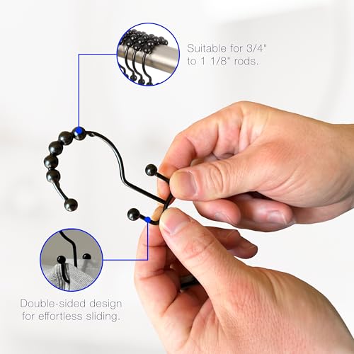 2 Lb. Depot Double Shower Curtain Hooks, Rust-Resistant Matte Black, 12-Pack
