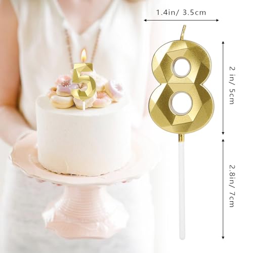 Gold 70th Birthday Candles | 3D Number Cake Topper for Celebrations