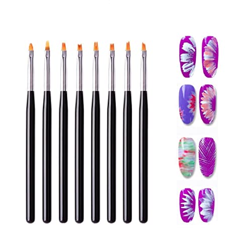 8-Piece Nail Art Brush Set - Acrylic Painting & UV Gel Manicure Tools