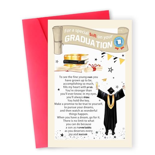 Funny Graduation Card for Son 2026 with Envelope