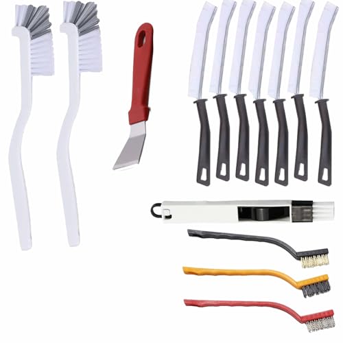14-Piece Crevice Cleaning Brush Set with Scraper for Tight Spaces