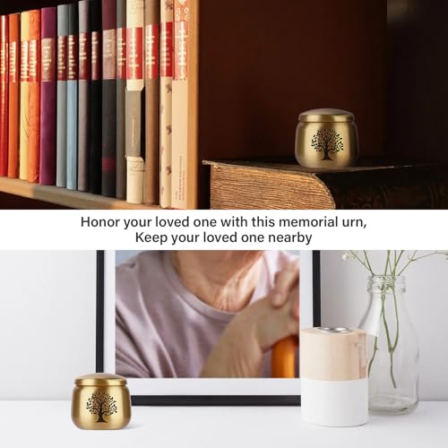 Tree of Life Mini Urn for Ashes - 1.6''x1.5'' Brass Keepsake