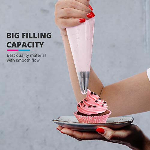 Riccle 16-Inch Disposable Piping Bags - 100 Anti-Burst Icing Bags for Cakes & Cookies