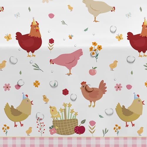 Chicken Party Decorations Tablecloth - 3 Pack, 55x86in