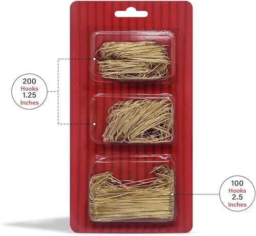 Gold Metal Ornament Hooks – 300 Pack for Christmas Decoration