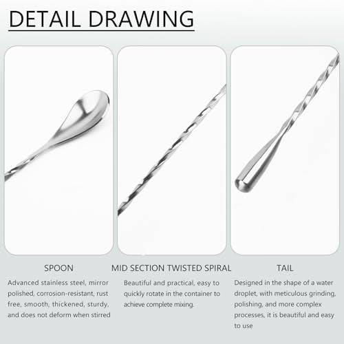 KTOJOY 2-Pack Stainless Steel Bar Spoons - 12" Cocktail Stirring Tools