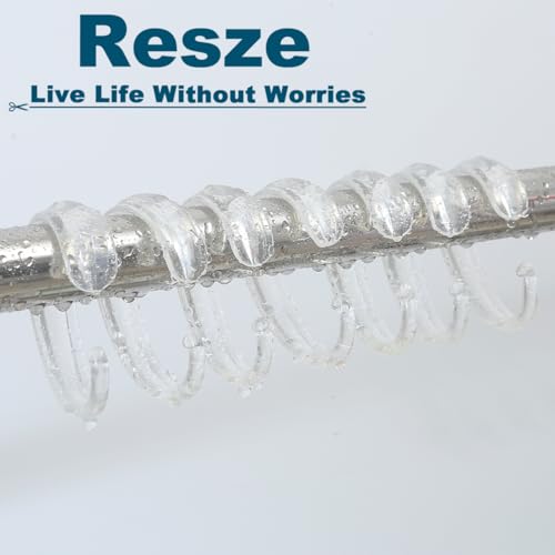 Resze 12PCS Clear C-Shape Shower Curtain Hooks, Smooth Sliding Rings