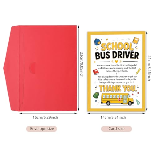 School Bus Driver Appreciation Card with Envelope - Thank You Gift