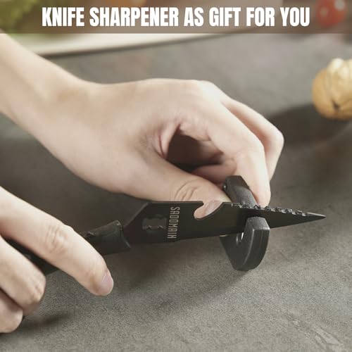 Extra Sharp Kitchen Scissors - Deep Green Stainless Steel Shears with Knife Sharpener & Sheath