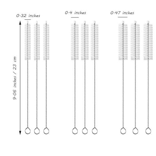 Extra Long Straw Cleaner Brush Kit - 9-Piece Set for Sippy Cups & Tumblers