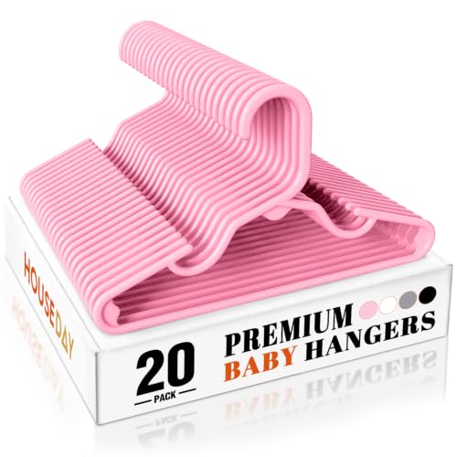 HOUSE DAY Pink Baby Hangers, 11.5" Kids Closet Hangers - 20 Pack