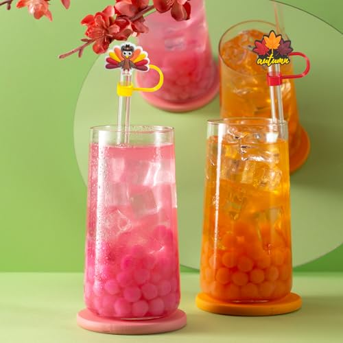 6-Pack Thanksgiving Silicone Straw Covers for Stanley Cups
