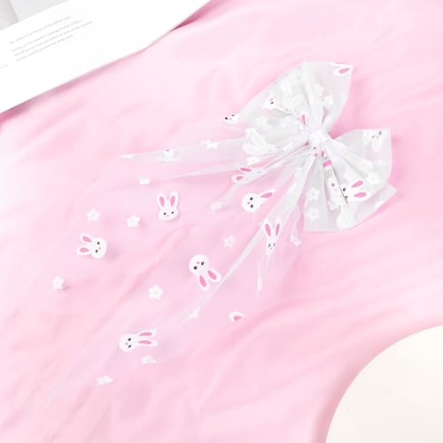 Doneace Easter Bunny Hair Bow Clip Large Fabric Hair Accessories for Women