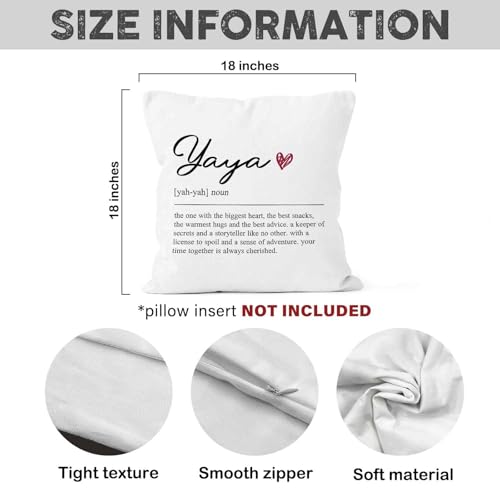 Yaya Throw Pillow Cover 18x18 for Grandmother - Soft Flannelette Decor