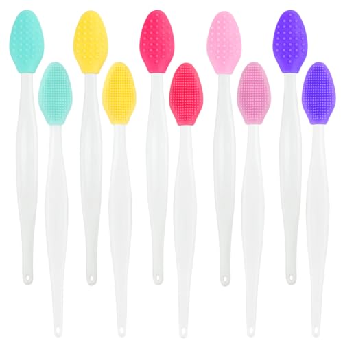Silicone Exfoliating Lip Brushes 10-Pack - Double-Sided Nose and Face Scrubber Tool for Smooth Skin