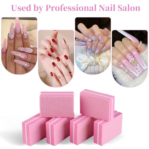 Mini Nail Buffer Blocks 45 Pack - 100/180 Grit Pink Sponge Files